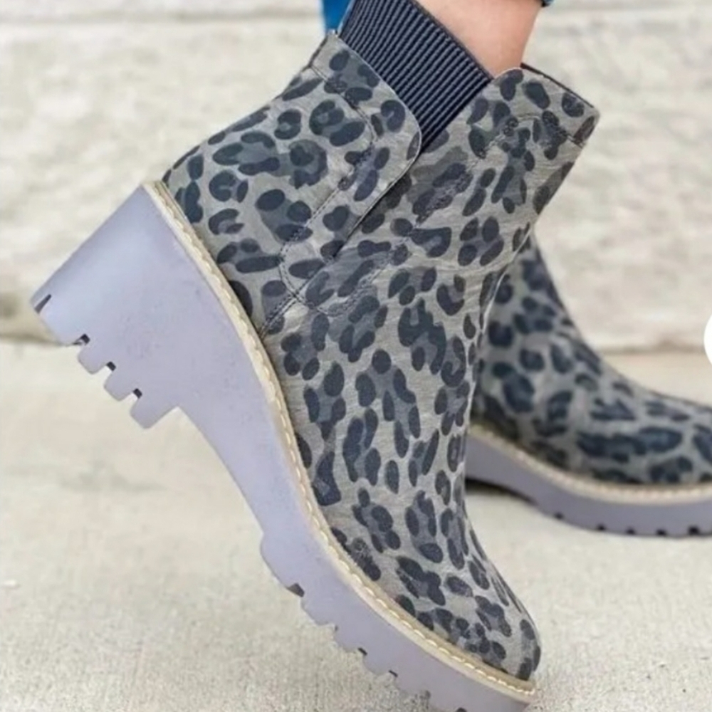 Corky's Grey Leopard Basic Boot NEW Womens